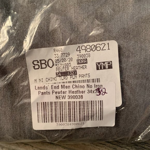 NWT LANDS' END NO IRON TWILL TAILORED PLAIN FRONT PANTS PEWTER HEATHER 34 & 37 - Picture 9 of 15